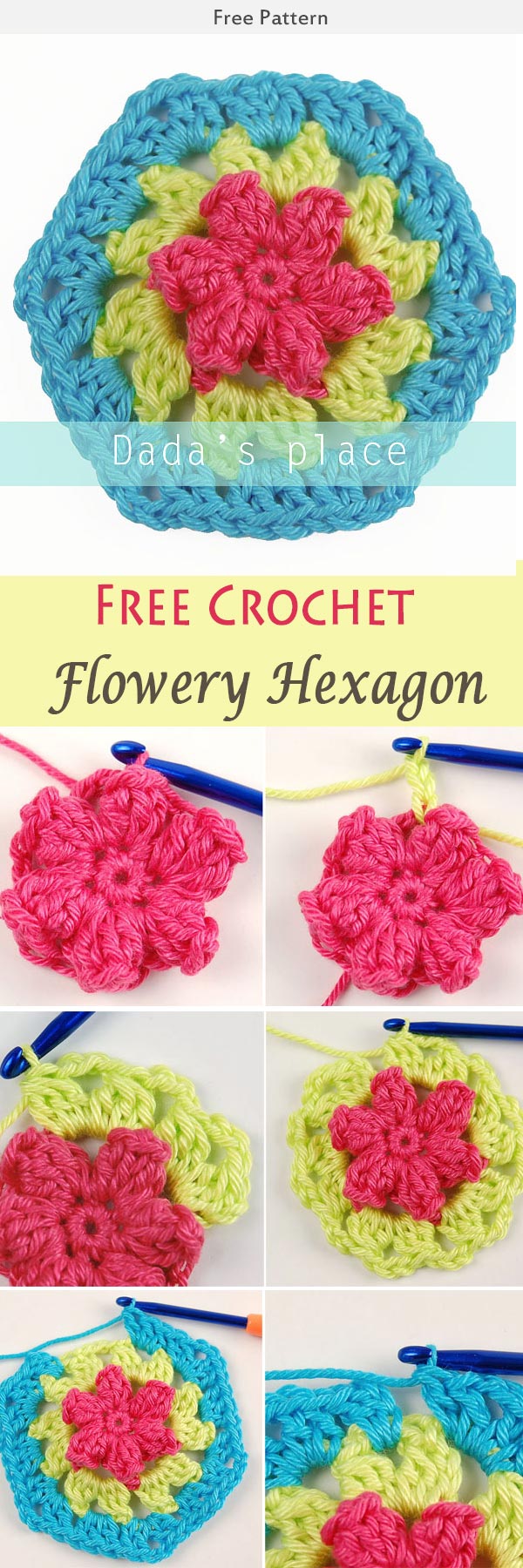Flowery Hexagon Free Crochet Pattern