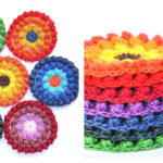 Color Flower Coaster Crochet Free Pattern
