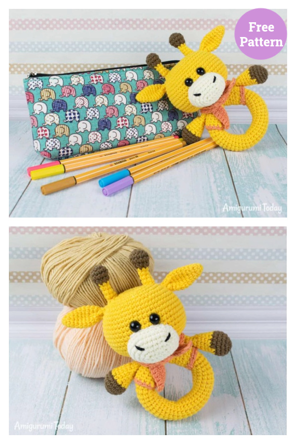 Giraffe Baby Rattle Crochet Free Pattern