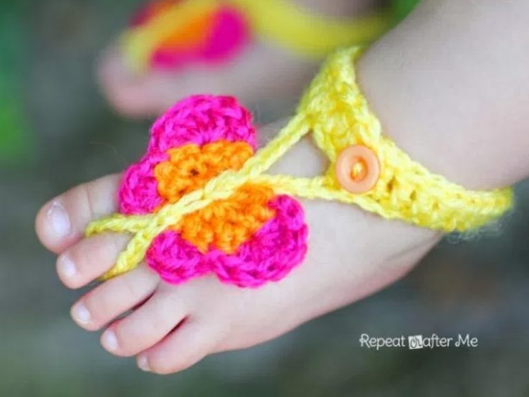 Butterfly Barefoot Sandals Crochet Free Pattern
