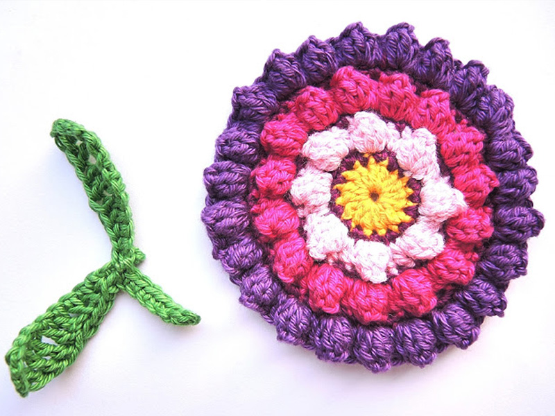 Color Flower Coaster Crochet Free Pattern