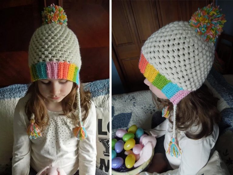 Rainbow Easter Bonnet Hat Crochet Free Pattern