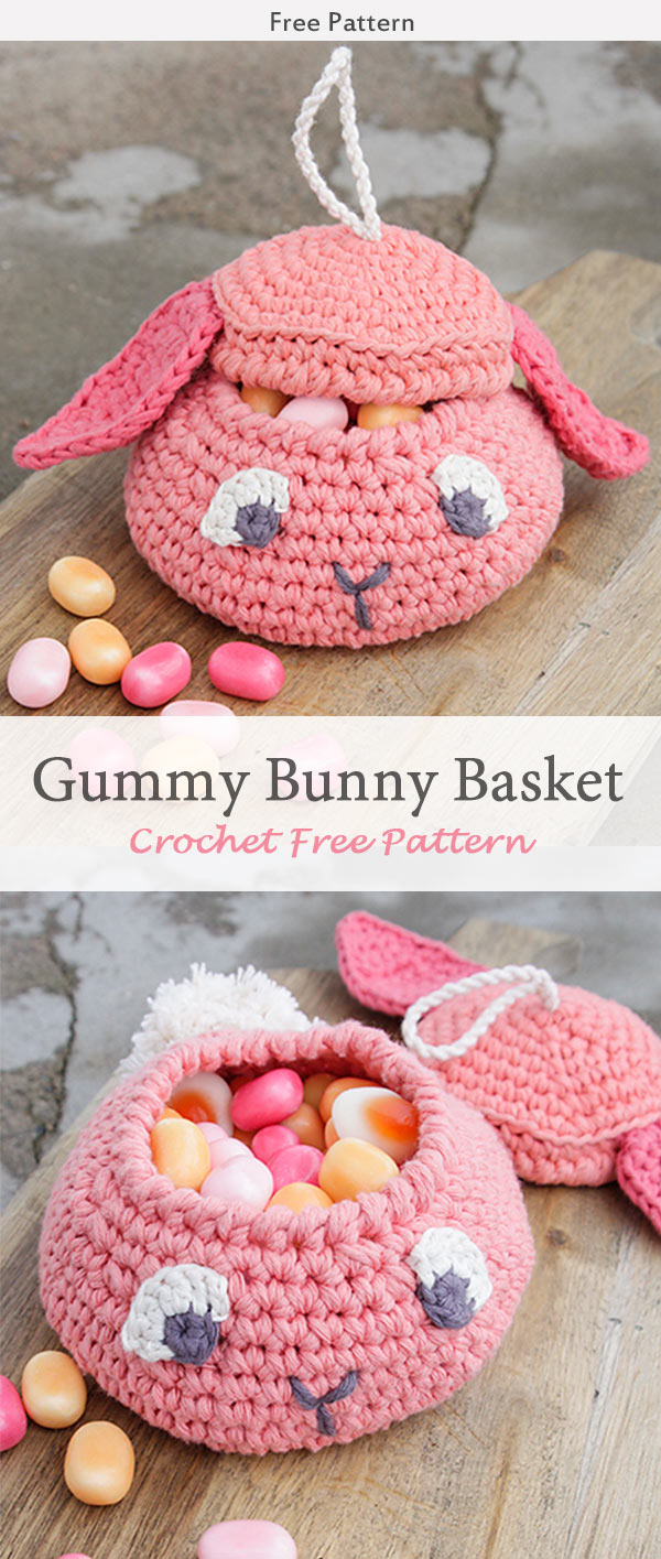 Gummy Bunny Basket Crochet Free Pattern