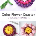 Color Flower Coaster Crochet Free Pattern