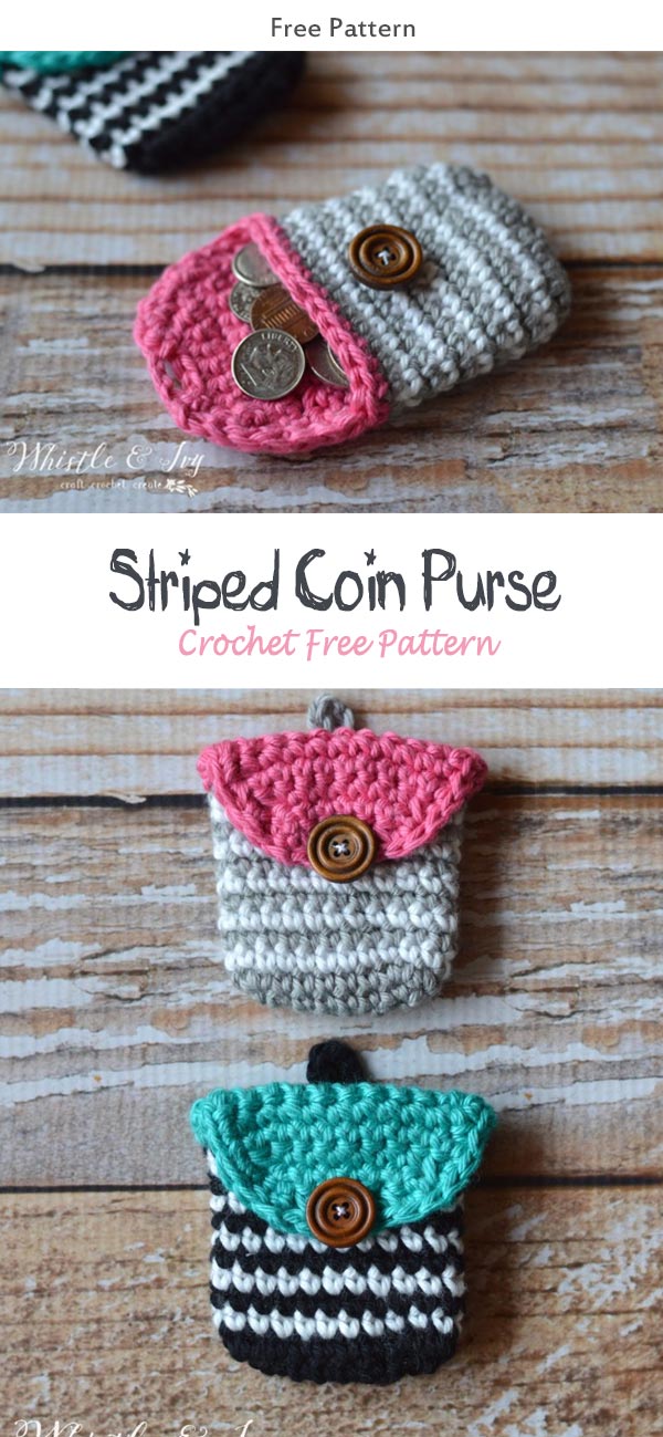 Striped Coin Purse Crochet Free Pattern