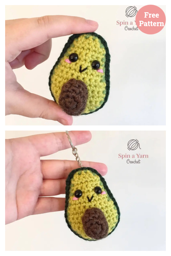 Avocado Keychain Crochet Free Pattern