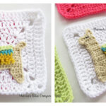 Llama Granny Square Crochet Free Pattern