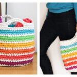 Rainbow Storage Basket Crochet Free Pattern