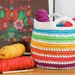 Rainbow Storage Basket Crochet Free Pattern
