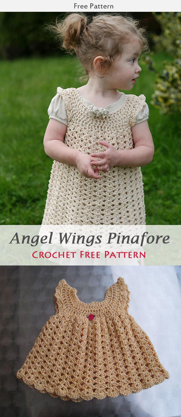 Angel Wings Pinafore Dress Crochet Free Pattern