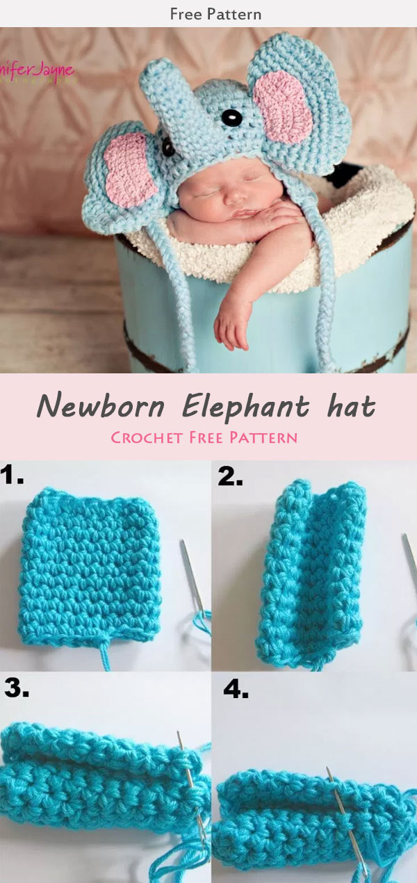 Newborn Elephant hat Crochet Free Pattern
