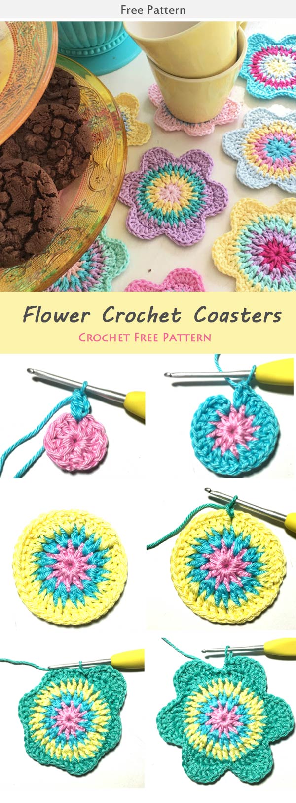 Flower Crochet Coasters Crochet Free Pattern