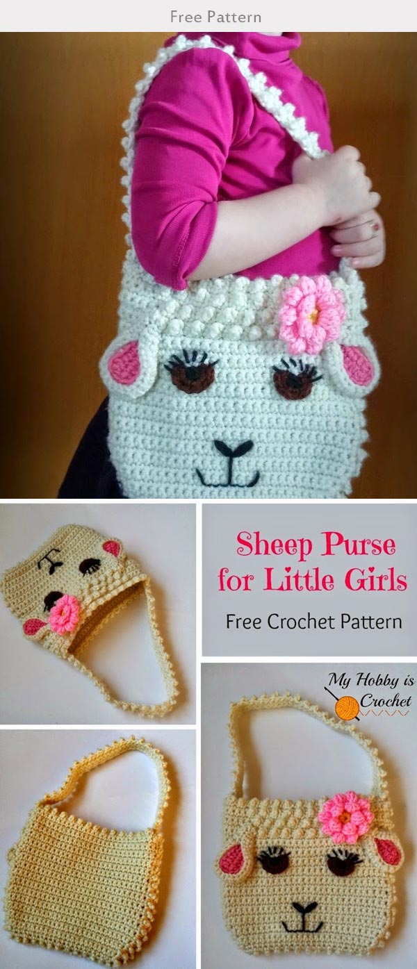 Darling Sheep Crochet Purse for Little Girls Crochet Free Pattern 