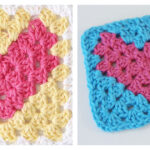 Heart Granny Square Crochet Free Pattern