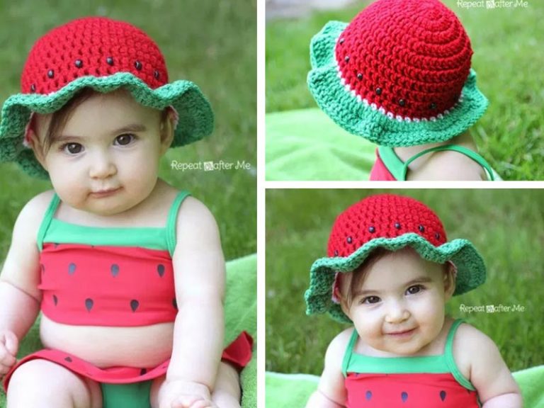 Kid ‘s Watermelon Sun Hat Crochet Free Pattern