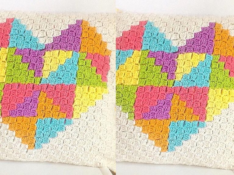 Love Triangle C2C Cushion Crochet Free Pattern