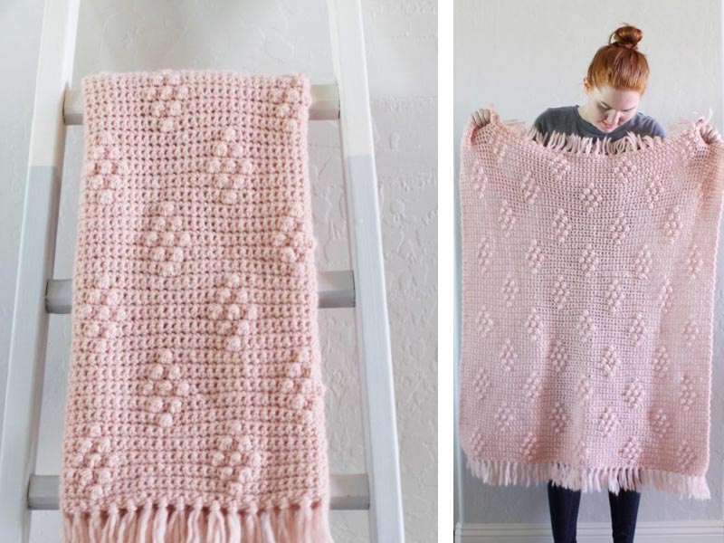 Bobble Polka Dot Blanket Crochet Free Pattern