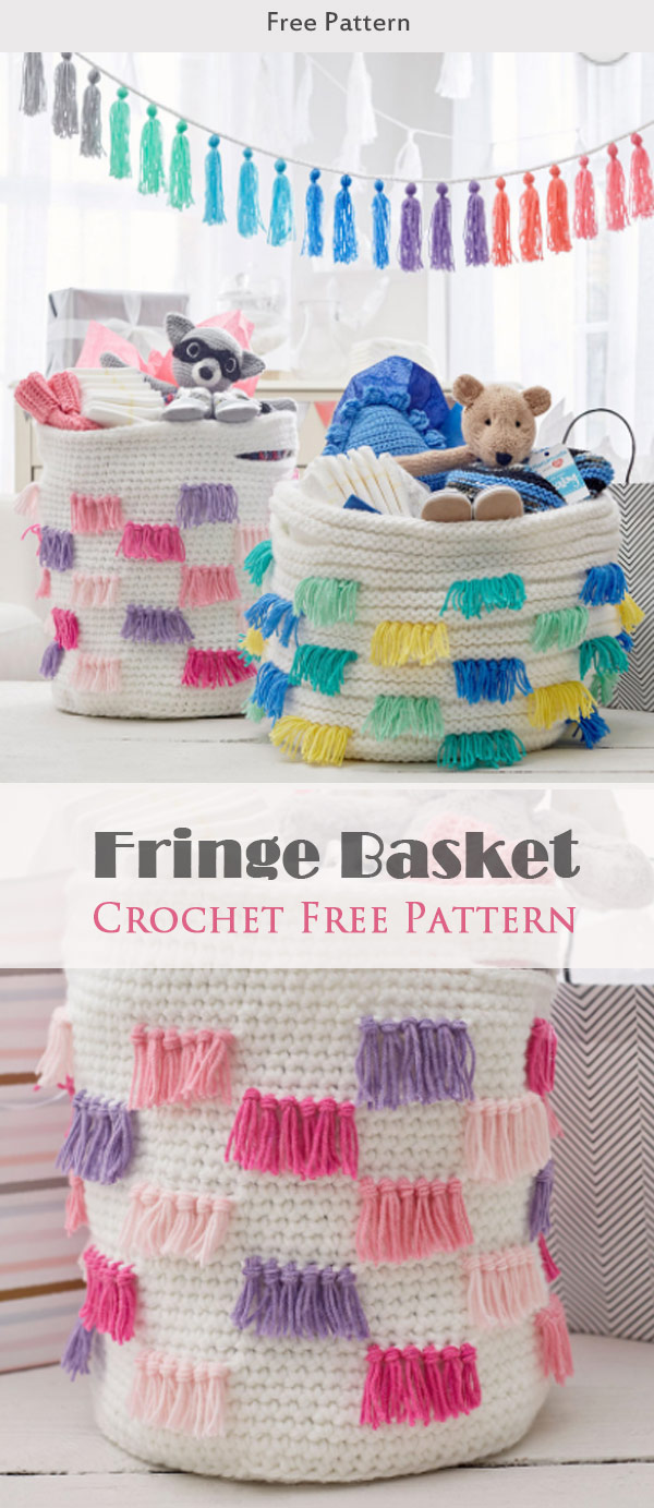 Fringe Basket Crochet Free Pattern
