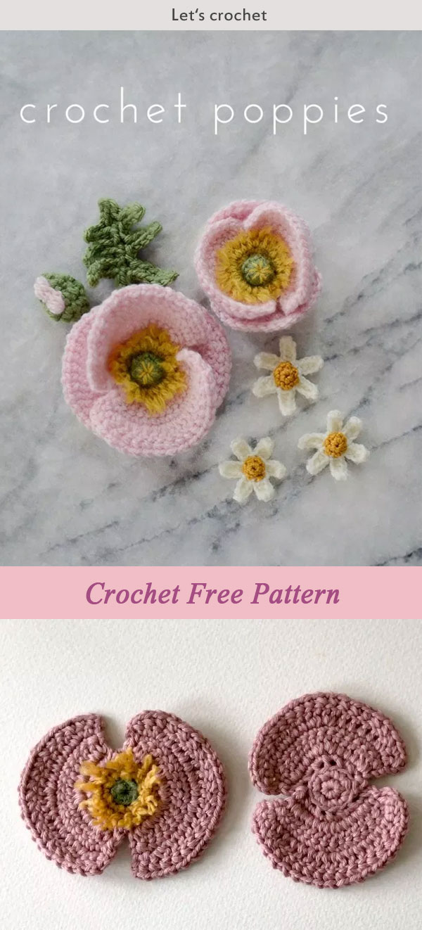 Crochet Iceland Poppy Flower Free Pattern