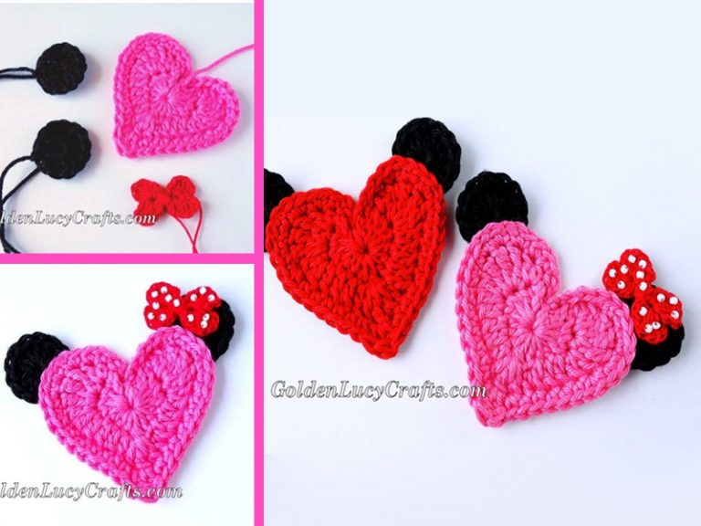 Mickey Mouse Heart Applique Crochet Free Pattern