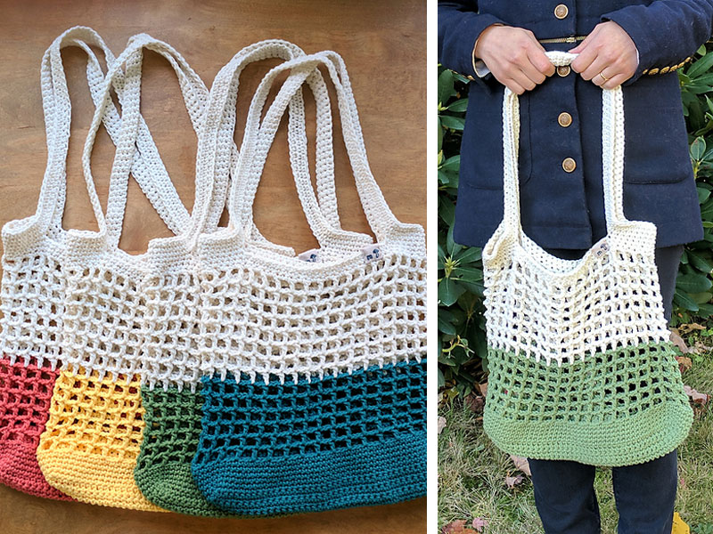 Color Block Market Bag Crochet Free Pattern
