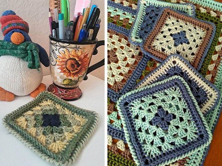 Granny Square Coaster Crochet Free Pattern