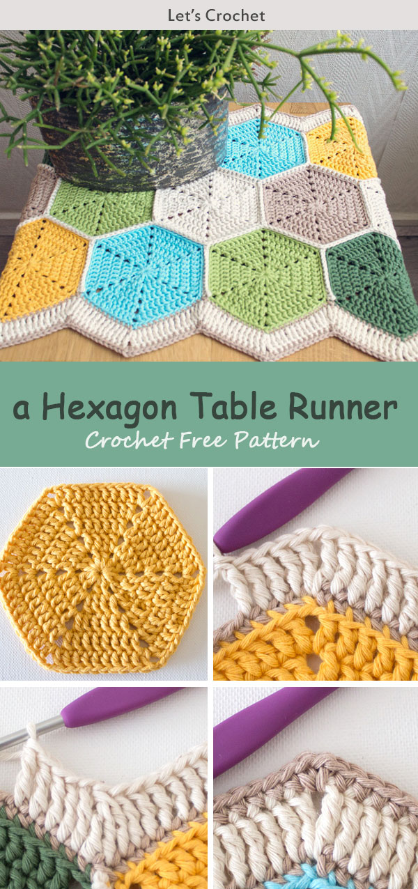 A Hexagon Table Runner Crochet Free Pattern