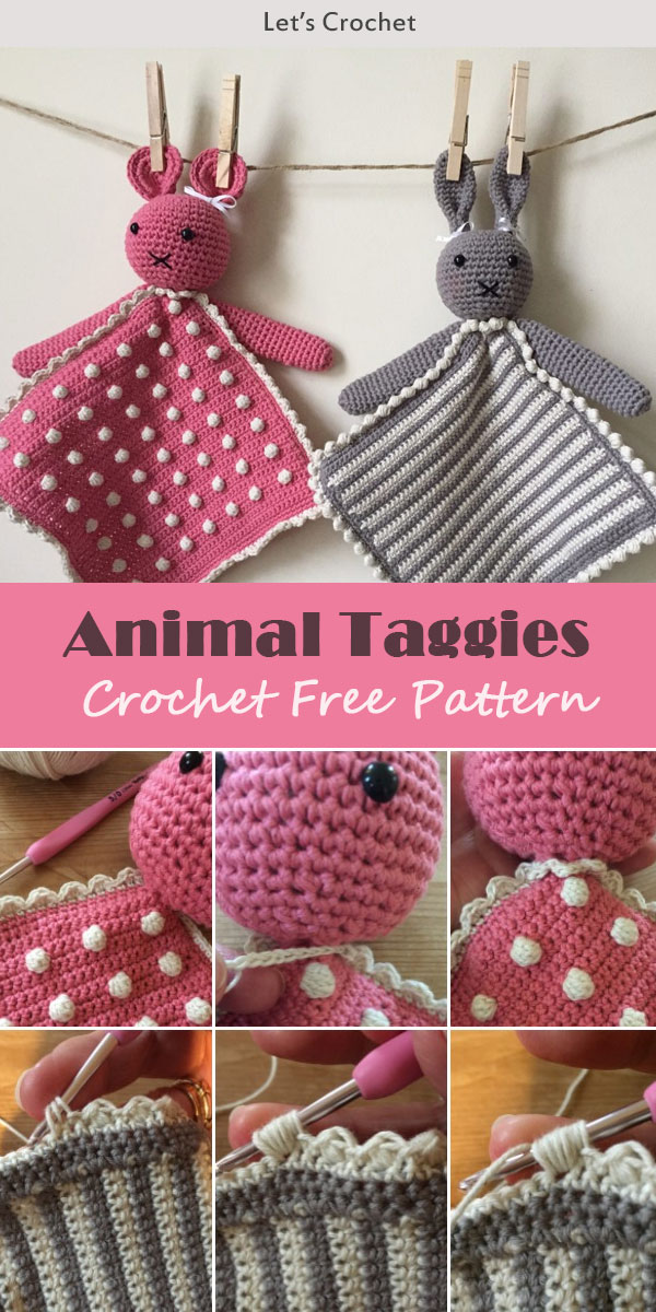 Crochet A Toy Of Animal Taggy Blankets Free Pattern