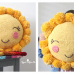 Crochet Pompom Sunshine Pillow Free Pattern