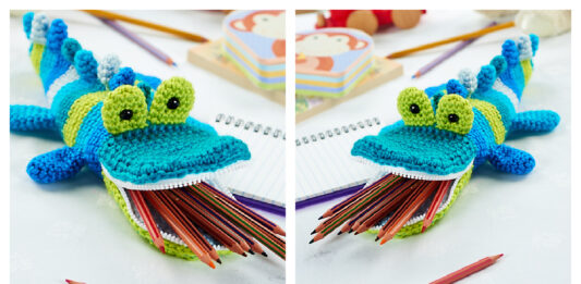 Crocodile Pen Container Toy Crochet Free Pattern