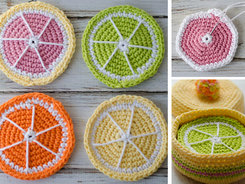 Crochet Citrus Fruits Coasters Free Pattern