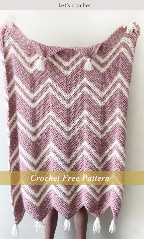 Crochet Pink Chevron Throw Free Pattern
