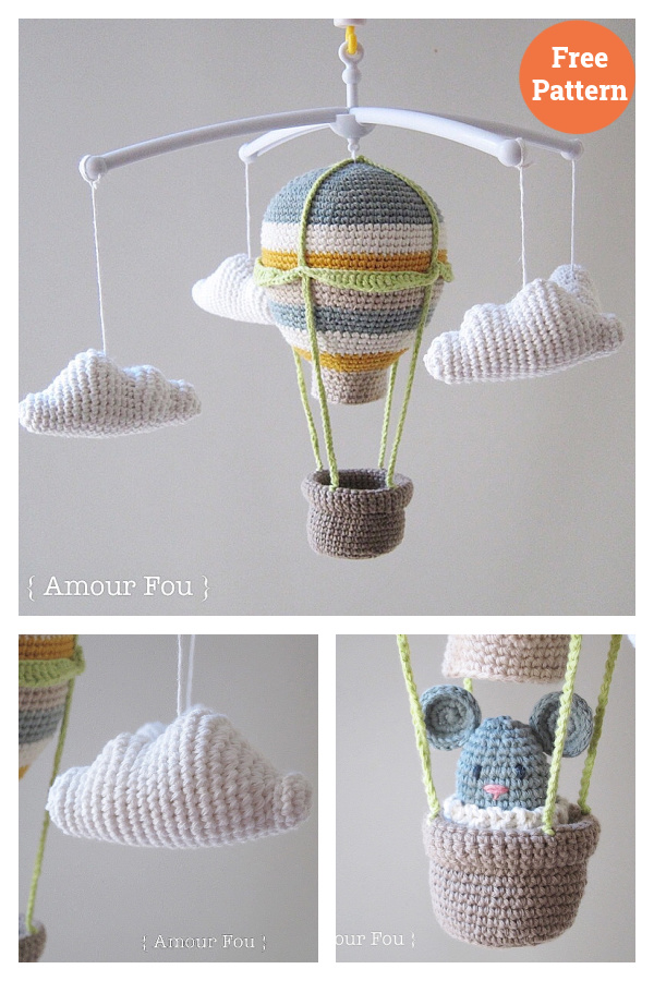 Crochet Hot Air Balloon Baby Mobile Free Pattern