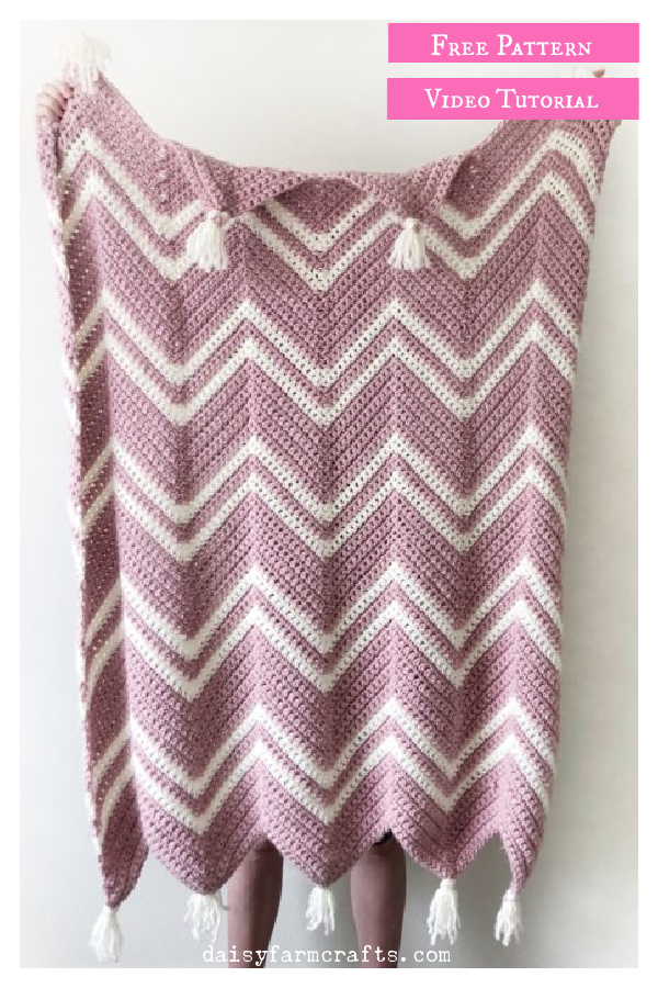 Crochet Pink Chevron Throw Free Pattern and Video Tutorial