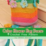 Crochet Color Flower Bag Purse Free Pattern