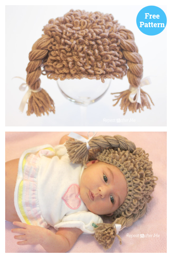 Crochet Cabbage Patch Doll Inspired Hat Free Pattern