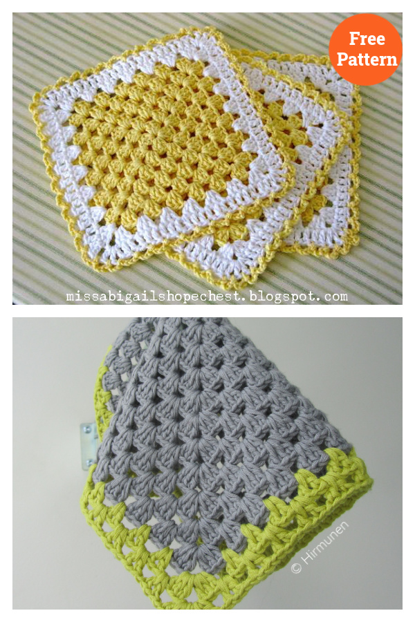 Granny Square Dishcloth Crochet Free Pattern