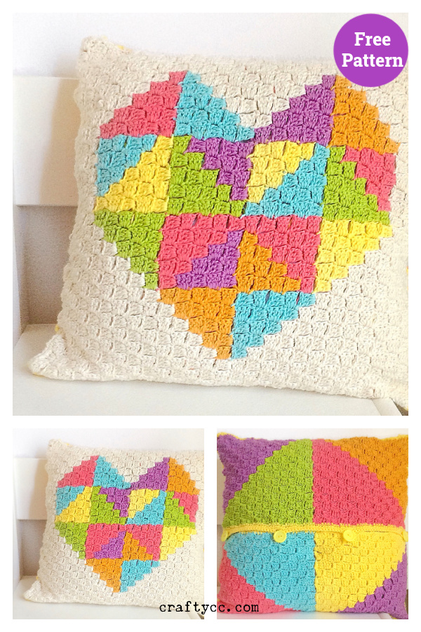 Love Triangle C2C Cushion Crochet Free Pattern