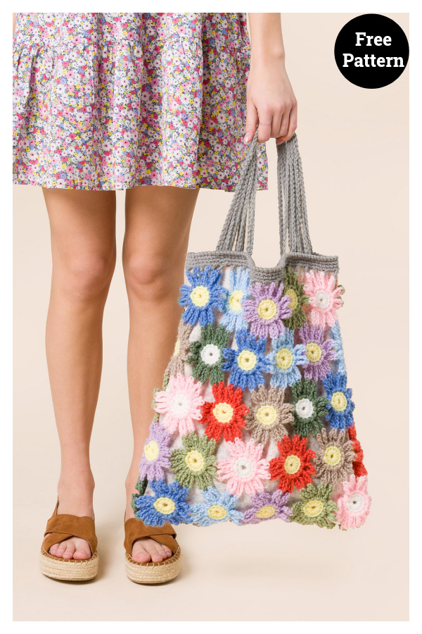 Pastel Flowers Bag Free Crochet Pattern