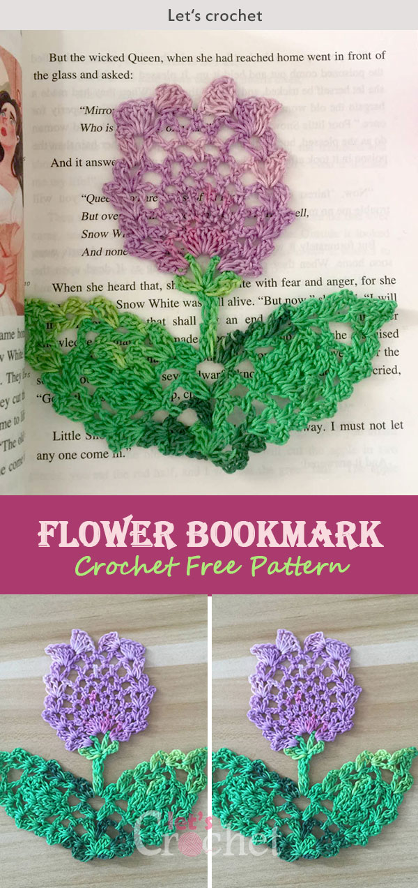 Crochet Flower Bookmark Free Diagram