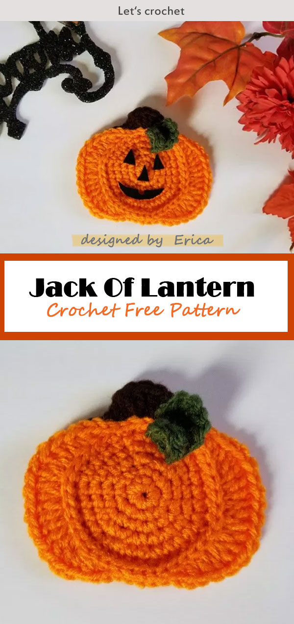 Crochet Jack Of Lantern Applique Free Pattern