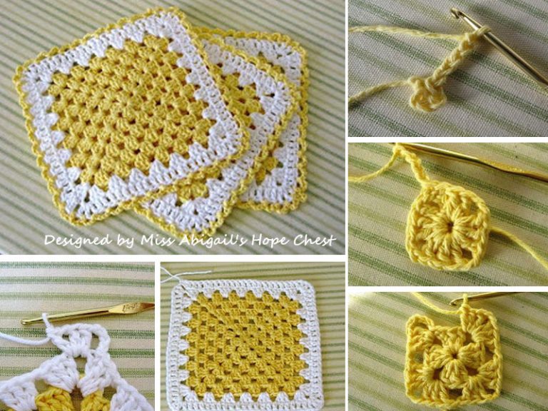 Granny Square Dishcloth Crochet Free Pattern
