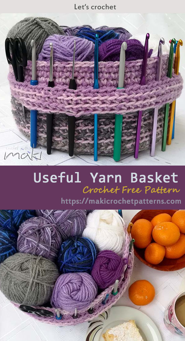  Useful Yarn Basket Crochet Free Pattern