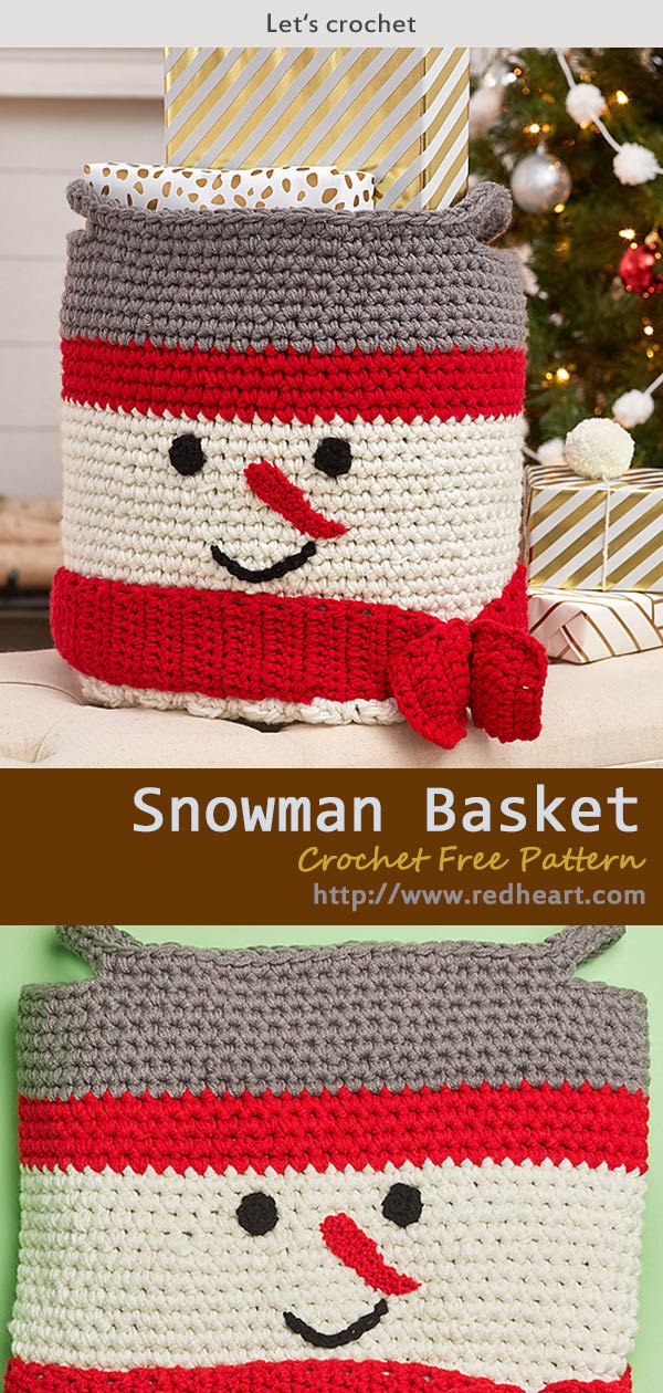 Snowman Basket Crochet Free Pattern