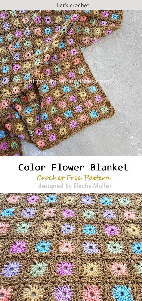 Color Flower Blanket Camo Girl Crochet Free Pattern