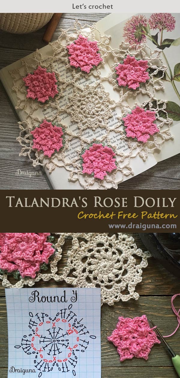 Download Talandra's Rose Doily Crochet Free Pattern