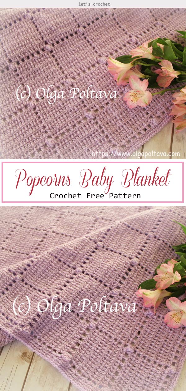 Blocks And Popcorns Baby Blanket Crochet Free Pattern