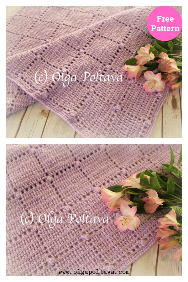 Blocks and Popcorns Baby Blanket Crochet Free Pattern
