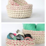 Color Block Crochet Baskets Free Pattern