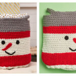 Snowman Basket Crochet Free Pattern